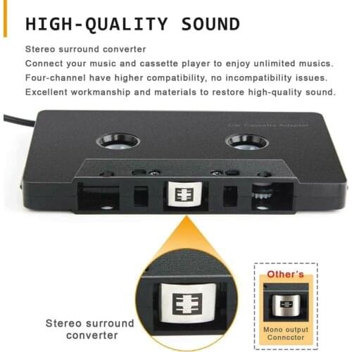 3.5mm Four Channel Anti-Tangled Mini ABS Stereo Cassette Adapter Car Audio- 270B