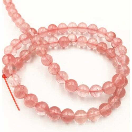 4 6 8 10 12mm Pink Watermelon Stone Round Loose Beads Crystal Jaspers Quartzs DIY Necklace Bracelet Accessories Craft 15"A164