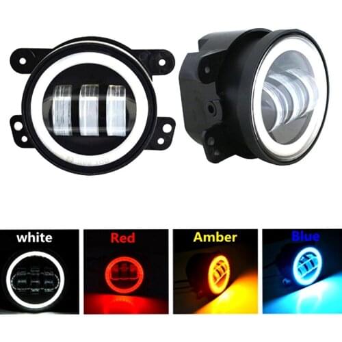 4 inch Led Fog Lights DRL Halo For Jeep Wrangler JK TJ LJ Dodge Journey Magnum Charger Jeep Grand Cherokee Chrysler 300