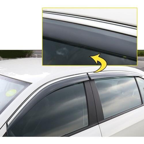 4PC Car Smoke Window Sun Rain Exterior Visor For Peugeot 2008 2014 2015 2016 2017 2018 Car Sunny Visor Deflector Guard