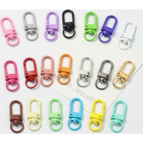 5pcs 15mm Candy Color DIY Key Chain Accessories Key Ring Metal Gold Color Lobster Clasp Clips Bag Car Keychain Decor Key Hooks