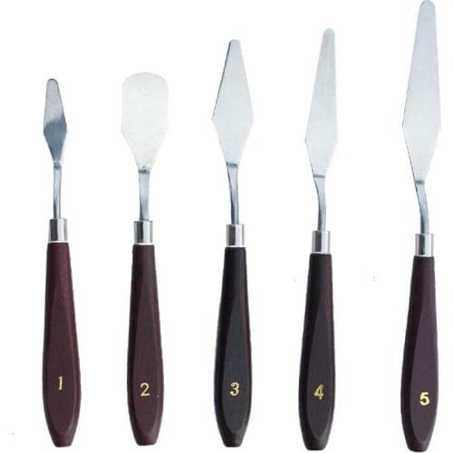 5PCS Mixed Stainless Steel Palette Scraper Set Spatula Knives Artist Oil Painting Tools Painting Knife Blade