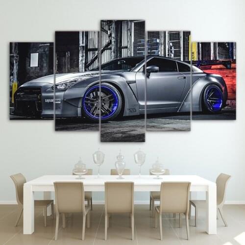 5Pcs Nissan GTR R35 Luxury Sports Car HD Printed Oil Painting Poster Home Decor Wall Art Canvas Living Room Modular Pictures
