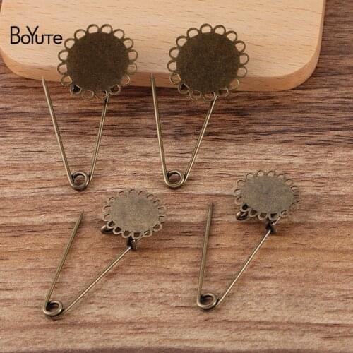 BoYuTe Custom (200 Pieces/Lot) 13*18MM 20MM Flat Base Welding 35*1.4MM Brooch Pins Vintage Diy Jewelry Accessories