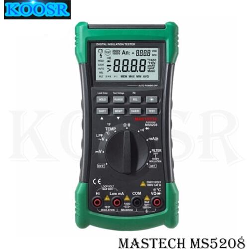 MASTECH MS5208 6600Counts Digital Multimeter True RMS AC Voltage Current Temperature Tester Megger Insulation Resistance Meter