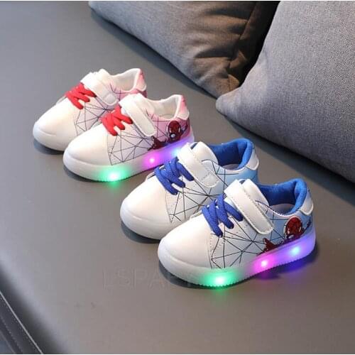 Spiderman Kids Sneakers Baby Girls Boys Toddler Children Shoes CasualLed Light Luminous Running Sport Shoes Fashion Sneakers