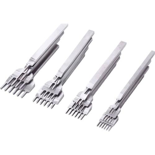 4Pcs/Set 3/4/5/6Mm Space Stitching Punch Tool For Leather Craft Tools Hole Punches Lacing Stitching Tool Hand-Stitched For Diy