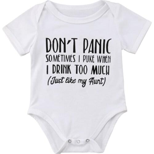 FOCUSNORM Funny Newborn Baby Boy Girl Romper Babygrows Short Sleeve Print Letter Playsuit Clothes Outfits