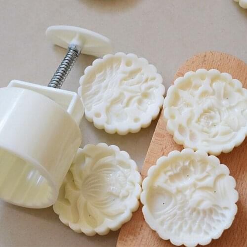 Mooncake Mold Mid-Autumn Festival Hand-Pressure Flower Moon Cake Mould DIY Decoration Mooncake Press Moulds 150g Or 200g