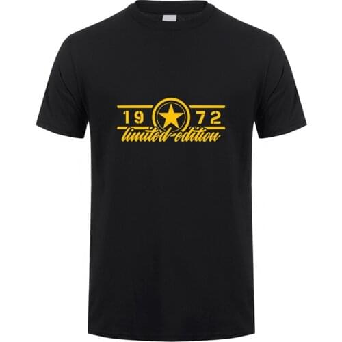 Limited Edition 1972 T Shirts Men Funny Birthday T Shirt Short Sleeve O Neck Man Made in 1972 T-shirt Tops OZ-256