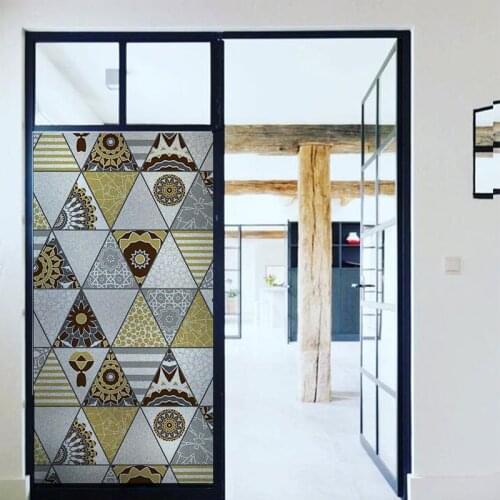 GS038 Geometric triangle Window film Frosted Privacy Glass Door Sticker Home Decor Digital print Morocco European