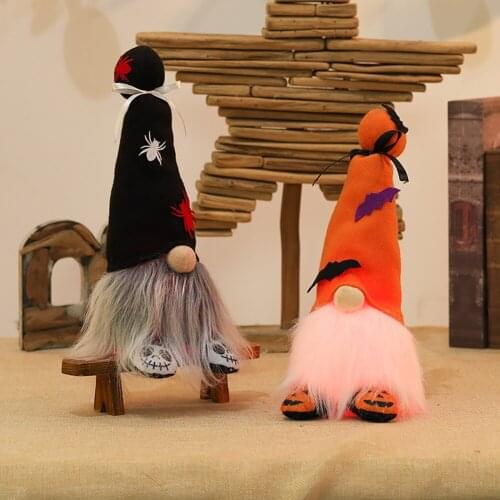 Halloween Gnomes Plush Doll With Bottom Light ,Handmade Background Ornaments For Halloween DIY Decoration Table Decor