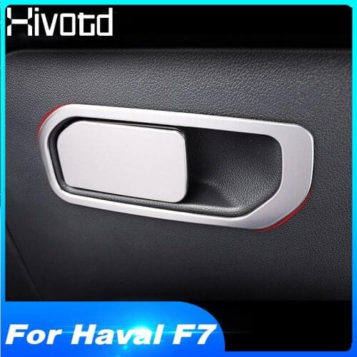 Hivotd For Haval F7 F7X Car Styling Gloves Box Handle Buckle decoration Cover Sticker Trim ABS chrome interior accessories 2019