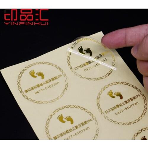 Customize Adhesive Labels Logo Prints Transparent Stickers Foil Gold Label 100pcs/pack