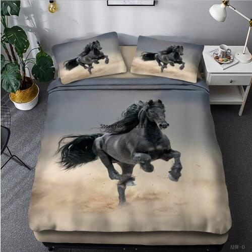 3D-printed Running Horse Bedding Set Bedroom Animal Decoration Down Quilt Cover Pillowcase Home Textiles 2-3 Pieces