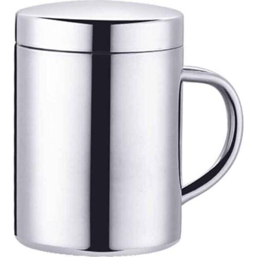 Kitchen Stainless Steel Coffee Mug Easy Grip With Lid Bar Double Wall Drinking Milk Office Large Capacity Thermal Insula