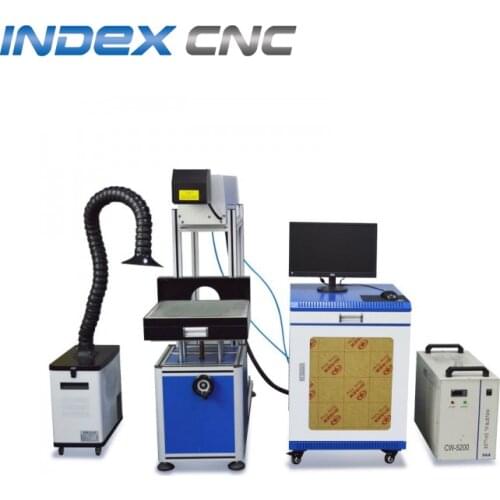 Plastic wood co2 laser marking machine, co2 laser etching machine with Galvo head