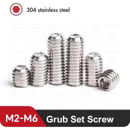 M2 M2.5 M3 M4 M5 M6 Internal Hex Cup Point Grub Set Screw Stainless Steel Bolts Socket Allen Hex Drive Cup-Point Grub Set Screws