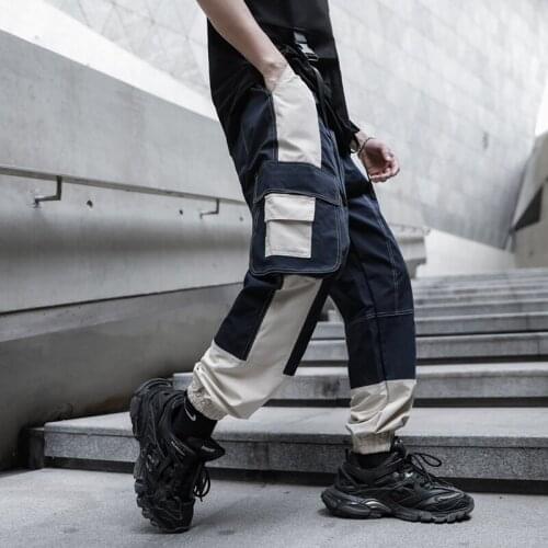 2020 NEW Linellae Street Color Spliced Fashion Mens Joggers Sweatpants Hip Hop Printed Casual Pencil Trousers Streetwear