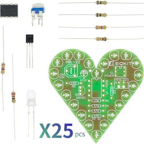 DIY Kit Heart Shape Breathing Lamp Kit Breathing LED Suite Red White Blue Green Electronic Production for Learning laboratory