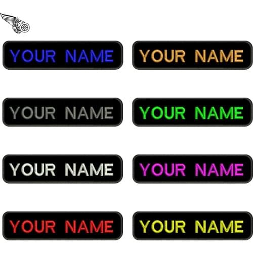 Custom Text Embroidery Name Patch Iron on Hook and Loop Sew on Stripes Badge for Clothing Garment