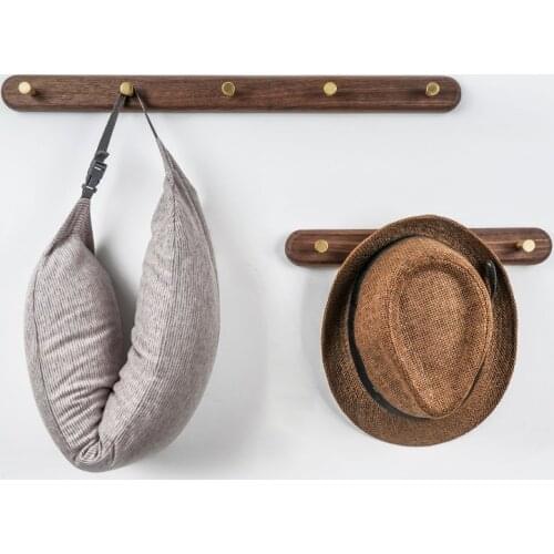Nordic Wall-mounted Brass Coat Hook Wooden Key Hat Storage Holder Sundries Rack Porch Door Organizer Tools Home Restaurant Decor
