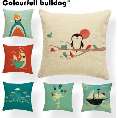 Creative Cushion Case Dachshund Dog Pillows Oriental Living Room Home Decor Cat Throw Cushion Cover Animal 17.7Inch Cotton Blend