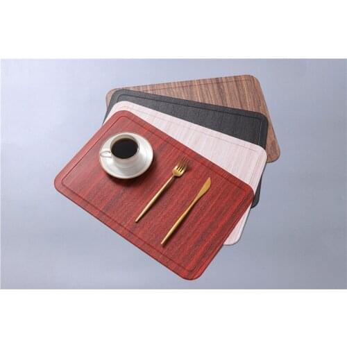 New wood grain rounded corner PU placemat, thickened waterproof non-slip insulation pad, simple Japanese placemat