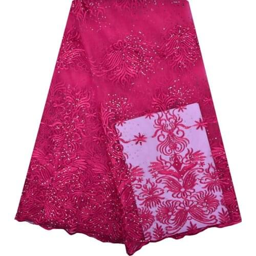 Latest African Stones Laces 2018 Lace Fabric Nigerian French Lace Fabrics High Quality French Tulle Lace Fabric For Women 1201