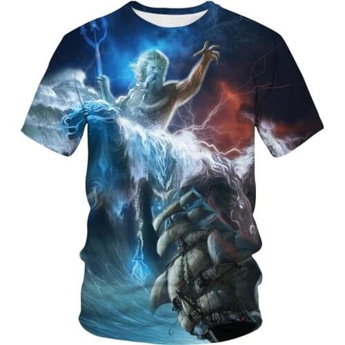 2020 New hot sale fashion trend 3D new T-shirt Haiwang / Poseidon personality new T-shirt haizhizi T-shirt O-neck Top&Tees