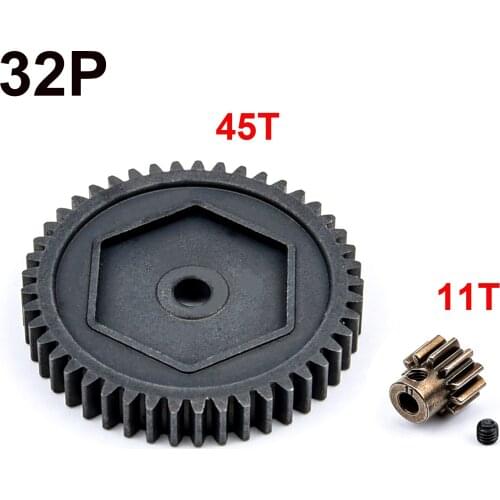 New 32P 11T 3.175mm & 45T 0.8M Motor Gear Pinion Gear for TRAXXAS 4X4 TRX-4 TRX-6 TRX4 TRX6 #6747 Rustler RC Car Spare Parts