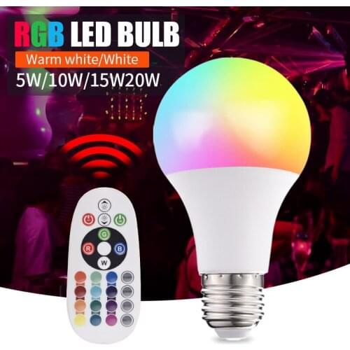 RGB E27 Smart Contro Atmosphere Lamp Led Dimmable 5W 10W 15W RGBW Led Lamp Colorful Changing Bulb Led RGBW White Decor Home