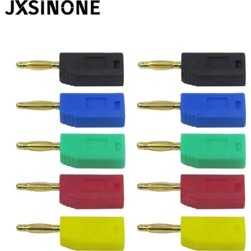 Cleqee P3012 10PCS 2mm Banana Plug jack Gold Plated Copper stackable connector for Binding Post Test Probes 5 Color