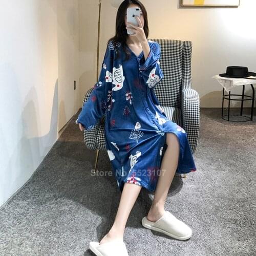 Loose Style Womens Robe Button/Pullover Pajamas Home Wear Sleepwear Nightgown V-neck Sexy Lounge Dress Bath Robe Gown