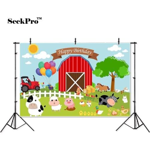 Thin vinyl happy birthday farm cow balloon children photo Backgrounds Printed Professional Indoor Photographic studio Backdrops