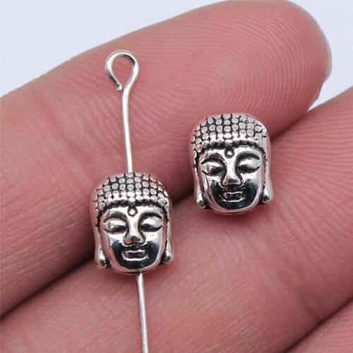 Tristana 20pcs 9x7mm Antique Silver Color Buddha Head Small Hole Beads For Jewelry Making DIY Jewelry Findings