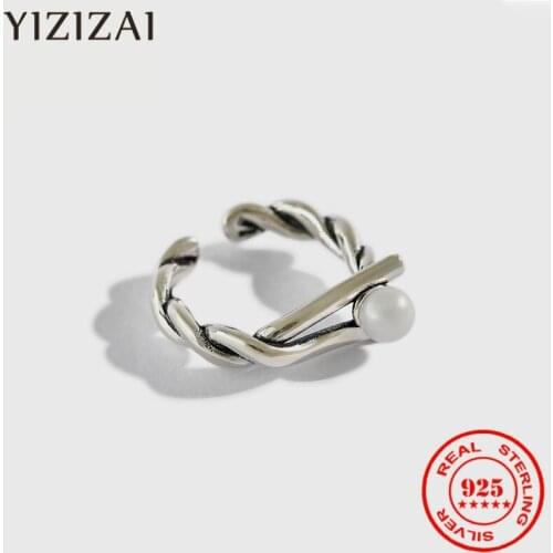 YIZIZAI Natural Freshwater Pearl Irregular Twisted Rings Rope Geometric Rings for Women Wire Minimalist Ring 2021 Trendy Jewelry