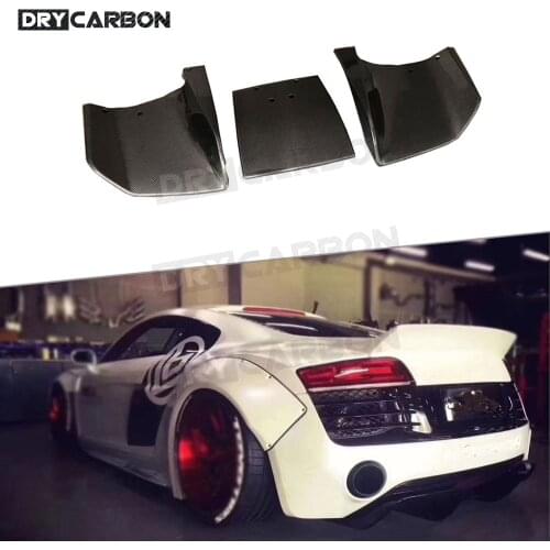 Carbon Fiber Rear Lip Diffuser Spoiler Aprons for Audi R8 V8 V10 2013 - 2016 3 PCS/Set FRP Bumper Protector Car Styling