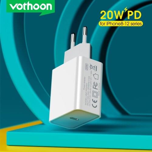 Vothoon 20W USB Type C Charger For iPhone 12 Pro Max Mini Quick Charge 3.0 QC PD USB C Fast Charging Travel Wall Charger