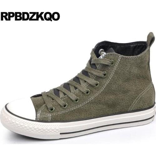 Green Suede Korean Platform Shoes Plain Canvas Lace Up High Top 2018 Fashion Flats Women Beautiful Drop Shipping Spring Autumn