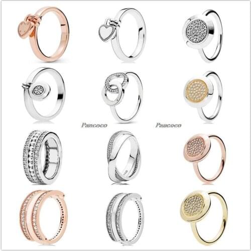 Authentic 925 Sterling Silver Wholesale Signature Promise With Crystal Rings For Women Wedding Party Europe Fashion Jewelry
