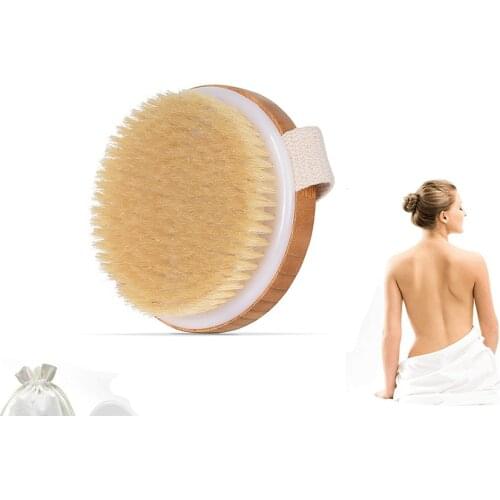 1 pcs Natural Bristle Brush Wooden Bristle Body Bamboo Round Massage Bath Brush Dry Brushing Body Brush Exfoliator Skin -27