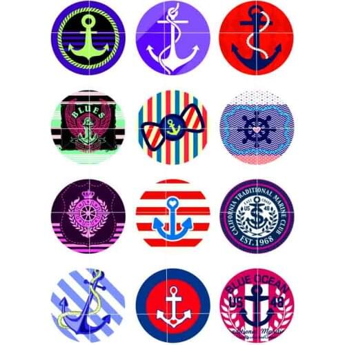 10mm 14mm 16mm 12mm 20mm 25mm 196 12pcs/lot Anchor Mix Round Glass Cabochons Jewelry Findings 18mm Snap Button Charm Bracelet