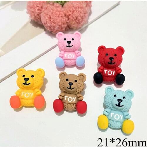 10Pcs Lovely 3D Bear Cabochon Resin Planar Crafts Refrigerator Magnet Home Decoration DIY Hairpin Girls Accessories