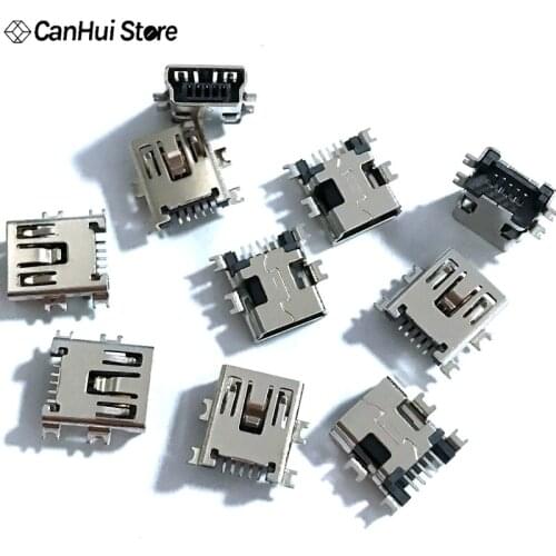 10pcs USB Connector Mini 5Pin USB MINI 5 P Heavy Plate Data Interface Broken Plate USB Female Seat MP 3 MP 4 Parts Heavy Plate