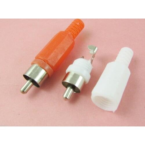 100pairs RCA Phono Male Plug Solder Type Audio Video Cable Connector Red & White New