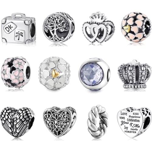 Fashion 925 Sterling Silver dramatic white enamel heart golden beads for Jewelry making Fit Original Charm Bracelet Wholesale