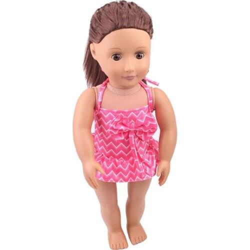 18 Inch American Doll Girls Magenta Bow Swimsuit Newborn Jumpsuits Baby Toys Accessories Fit 40-43 Cm Boy Dolls Gift c173