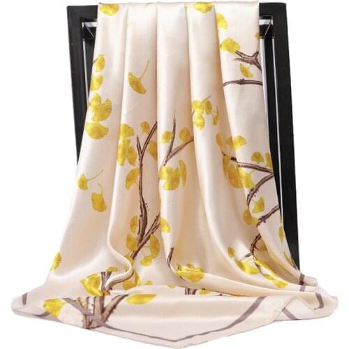 2020 Silk Scarves Women Foulard 90*90cm Square Head Hijab Scarf Ladies Shawls and Wraps Muffler Pareo Bandanna Female Wholesale