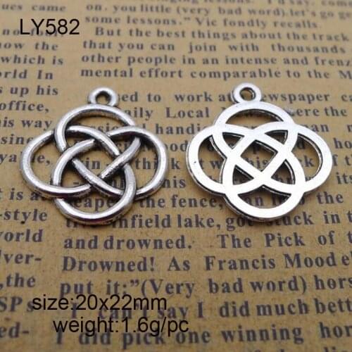 30pcs 20*22mm Antique Silver Alloy Chinese Knot Charms For DIY Jewelry Finding